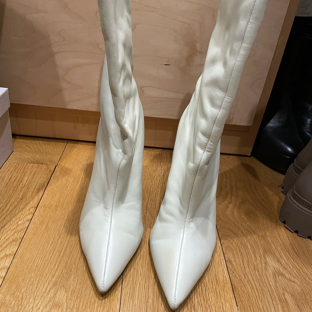 Raye size 8 mid calf boot. Worn once! White/ivory color.